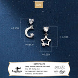 TrustDavis 925 Silver CZ Stud Earrings Asymmetric Moon Star For Daughter