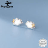 TrustDavis 925 Silver Clouds Stud Earrings for Girls DE0021