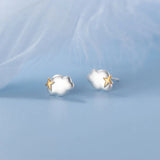 TrustDavis 925 Silver Clouds Stud Earrings for Girls DE0021