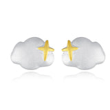 TrustDavis 925 Silver Clouds Stud Earrings for Girls DE0021