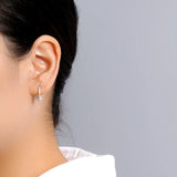 Davis 925 Sterling Silver CZ Hoop Earring For Women Fine S925 Jewelry