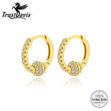 Davis 925 Sterling Silver CZ Hoop Earring For Women Fine S925 Jewelry