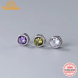 TrustDavis 925 Sterling Silver Round CZ Pendant DIY Jewelry HY877