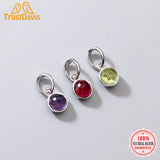 TrustDavis 925 Sterling Silver Round CZ Pendant DIY Necklace Bracelet Jewelry