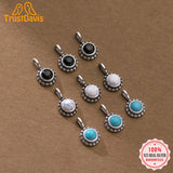 TrustDavis 925 Sterling Silver Round Stone Pendant DIY Necklace HY878