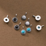 TrustDavis 925 Sterling Silver Round Stone Pendant DIY Necklace HY878