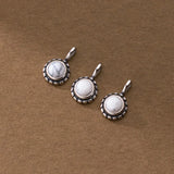 TrustDavis 925 Sterling Silver Round Stone Pendant DIY Necklace HY878