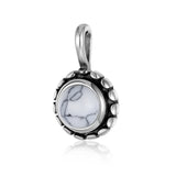 TrustDavis 925 Sterling Silver Round Stone Pendant DIY Necklace HY878