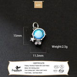 925 Sterling Silver Astronaut Moonstone Pendant Necklace DIY Jewelry