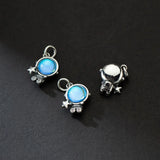 925 Sterling Silver Astronaut Moonstone Pendant Necklace DIY Jewelry