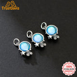 925 Sterling Silver Astronaut Moonstone Pendant Necklace DIY Jewelry