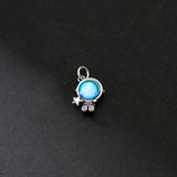 925 Sterling Silver Astronaut Moonstone Pendant Necklace DIY Jewelry