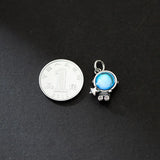 925 Sterling Silver Astronaut Moonstone Pendant Necklace DIY Jewelry