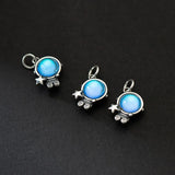 925 Sterling Silver Astronaut Moonstone Pendant Necklace DIY Jewelry