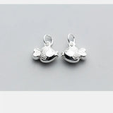 TrustDavis 925 Sterling Silver Fish Charm Pendant DIY Jewelry