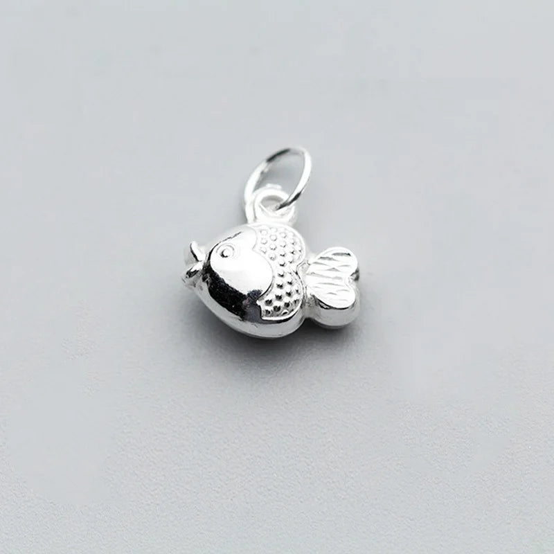 TrustDavis 925 Sterling Silver Fish Charm Pendant DIY Jewelry