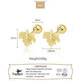 TrustDavis 925 Silver Ginkgo Leaf Stud Earrings For Girls