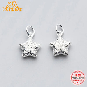 TrustDavis 925 Sterling Silver Star Charm Pendant DIY Necklace Bracelet