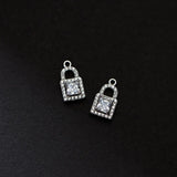 TrustDavis 925 Silver Sweet Lock CZ Pendant DIY Necklace Accessory