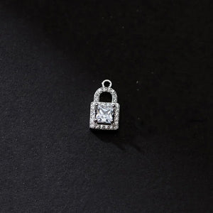 TrustDavis 925 Silver Sweet Lock CZ Pendant DIY Necklace Accessory