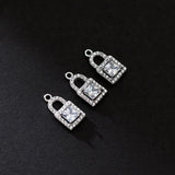 TrustDavis 925 Silver Sweet Lock CZ Pendant DIY Necklace Accessory
