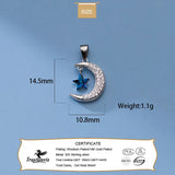 TrustDavis Moon CZ Pendant 925 Sterling Silver Necklace DIY Jewelry HY870