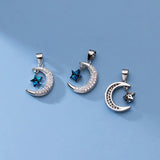 TrustDavis Moon CZ Pendant 925 Sterling Silver Necklace DIY Jewelry HY870
