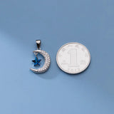 TrustDavis Moon CZ Pendant 925 Sterling Silver Necklace DIY Jewelry HY870
