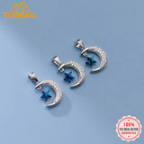 TrustDavis Moon CZ Pendant 925 Sterling Silver Necklace DIY Jewelry HY870