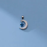 TrustDavis Moon CZ Pendant 925 Sterling Silver Necklace DIY Jewelry HY870