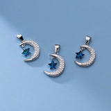 TrustDavis Moon CZ Pendant 925 Sterling Silver Necklace DIY Jewelry HY870