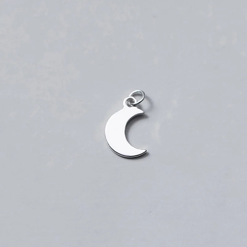 925 Sterling Silver Moon Charm Pendant for DIY Necklace Bracelet