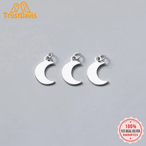 925 Sterling Silver Moon Charm Pendant for DIY Necklace Bracelet