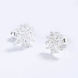 925 Silver Snowflake CZ Stud Earrings For Daughter Girls Christmas Gift