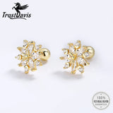 925 Silver Snowflake CZ Stud Earrings For Daughter Girls Christmas Gift