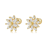 925 Silver Snowflake CZ Stud Earrings For Daughter Girls Christmas Gift