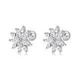 925 Silver Snowflake CZ Stud Earrings For Daughter Girls Christmas Gift
