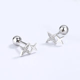 925 Silver Star CZ Stud Earrings Daughter Gift Fine Jewelry