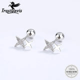 925 Silver Star CZ Stud Earrings Daughter Gift Fine Jewelry