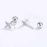 925 Silver Star CZ Stud Earrings Daughter Gift Fine Jewelry
