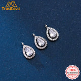TrustDavis 925 Sterling Silver Water Drop CZ Pendant Necklace Accessory