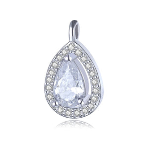 TrustDavis 925 Sterling Silver Water Drop CZ Pendant Necklace Accessory