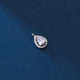 TrustDavis 925 Sterling Silver Water Drop CZ Pendant Necklace Accessory