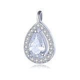 TrustDavis 925 Sterling Silver Water Drop CZ Pendant Necklace Accessory