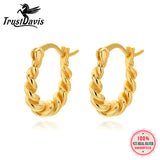Davis 925 Sterling Silver Geometric Twist U Shape Hoop Earring for Women
