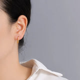 Davis 925 Sterling Silver Geometric Twist U Shape Hoop Earring for Women