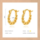 Davis 925 Sterling Silver Geometric Twist U Shape Hoop Earring for Women