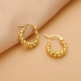 Davis 925 Sterling Silver Geometric Twist U Shape Hoop Earring for Women