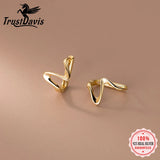 TrustDavis 925 Sterling Silver Wave Cat CZ Hoop Earrings