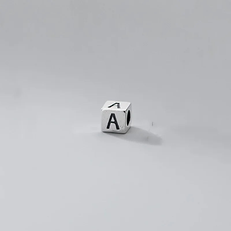 TrustDavis 925 Sterling Silver 26 Letter Charm Beads Necklace Bracelet